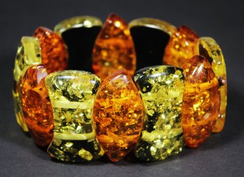 Bakelite Lucite Plastic Dual Color Bracelet Amber Colors