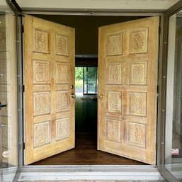 A Grand Hand Carved Wood Double Entry Door