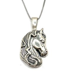 Vintage Sterling Silver Horse Head Pendant Necklace