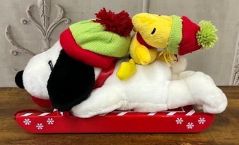 2005 Coynes Company Snoopy And Woodstock Sleigh Ride Plush Toy