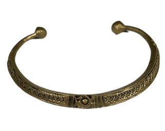 Chased Brass Bronze Middle Eastern Cuff Bracelet