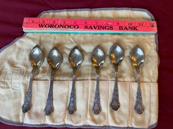 Sterling 925 Silver 6 Grapefruit Spoons With Gold Wash By Caldwell Co 186 Grams