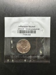 2012-D Uncirculated Jefferson Nickel In Littleton Package