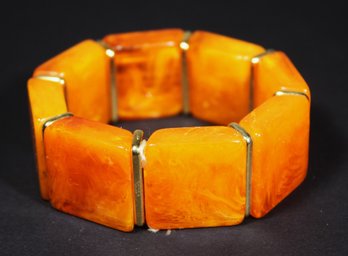 1960s Vintage Orange Lucite Or Plastic Expandable Bracelet