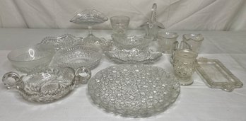 Large Lot Of Pressed Glass