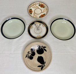 Misc Lot Pottery And Glass Dishes (5)