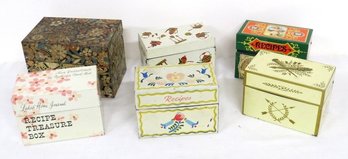 Group Of Six (6) Vintage Metal Recipe Boxes Mid-century To 1970's, Great Colors