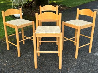 A Set Of 4 Vintage Bent Ply Counter Stools