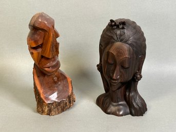 Carved & Signed Wooden Figures