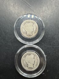 2 Barber Silver Dimes 1911, 1913