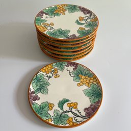 A Set Of 7 Spanish Plates - Grapes