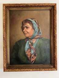 Vintage Portrait Of A Woman In A Babushka