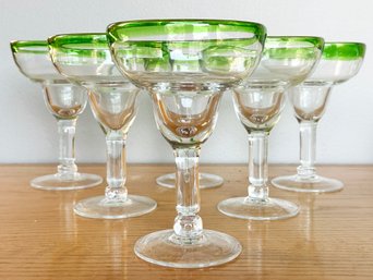 A Set Of Six Handblown Margarita Glasses