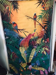 Daniel Louis Signed Original Painting Parrots On Canvas