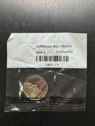 2005-S Ch Proof 63 Jefferson Bison Nickel In Littleton Package