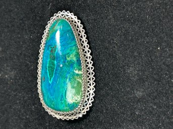 Sterling And Azurite Brooch