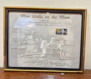 Man Walks On The Moon Stamp Framed- July 20, 1969 The Historic Journey Of Apollo 11 - July 16-24, 1969 Framed.