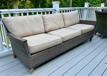 Outdoor Wicker Rattan Patio Sofa With Cushions