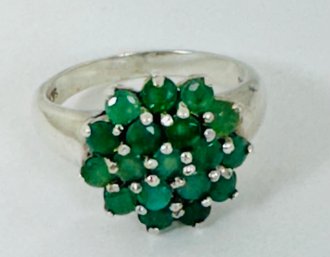 SIGNED SETA STERLING SILVER EMERALD RING