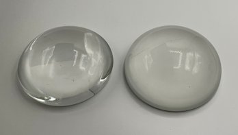 Lot/2 Glass Paperweights (One Is Frosted Glass & Other Is Regular)