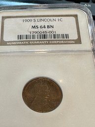 Lincoln Reverse Wheat  1909  S  1C  MS 64BN