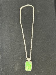 Sterling And Green Turquoise Mosaic Necklace