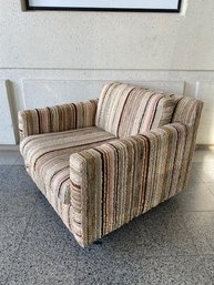 Vintage Quintessential Mid Century Striped Lounge/club Chairs