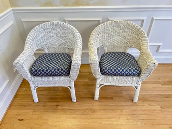 Pair Of Wicker Chairs With Cushions