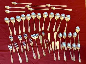 Sterling 925 Silver Stieff Rose Pattern Utensils Similar To The Kirk Repousse Listed Here Great 1,645 Grams