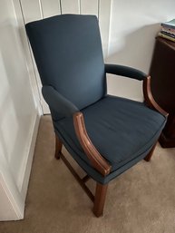 Pair Of Navy Upholstered Arm Chairs