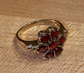 Beautiful Antique 10k Garnet Rosette Flower Ring 1.75 Cts