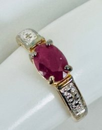 BEAUTIFUL RUBY AND DIAMOND ACCENT GOLD OVER STERLING SILVER RING