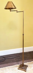 A Brass Articulating Arm Floor Lamp, Likely Visual Comfort
