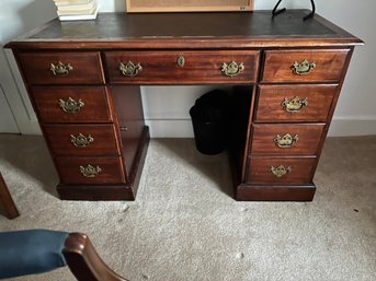 Vintage Double Pedestal Bankers Desk With Blotter Inlay