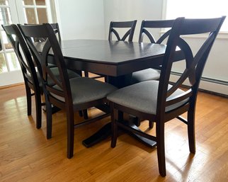 Quality Espresso Wood Dining Table With Eight Chairs