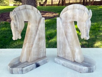 Fabulous Vintage Marble Equestrian Bookends