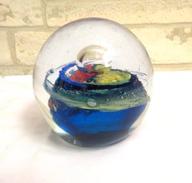 Blue Swirl Glass Paperweight