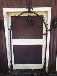 1700's Connecticut (Wilton) Blacksmith Hand Wrought Iron Water Well Trellis With Pulley