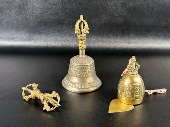 A Vintage Tibetan Bell, Dorje & Single Wind Chime