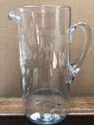 Beautiful Floral Etched Pitcher