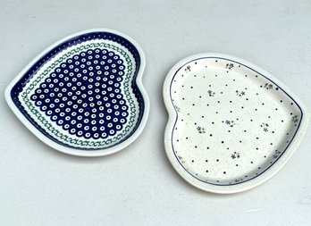 Handmade Polish Pottery Heart Dishes