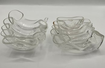 Set/2 Clear Glass Planters Super Unique