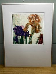 Beautiful Framed And Matted Color Print Entitled 'Iris 1' Signed Sharon Bliss @ 97. 45/70.