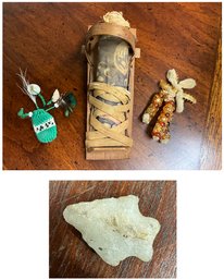 Miniature Antique Native American Childs Papoose, Arrowhead And More