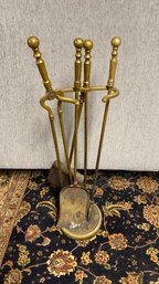 Vintage Five Piece Brass Fireplace Tools