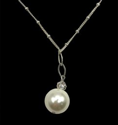 Vintage Sterling Silver ATHENA Designs Pearl Color Bead Pendant Necklace