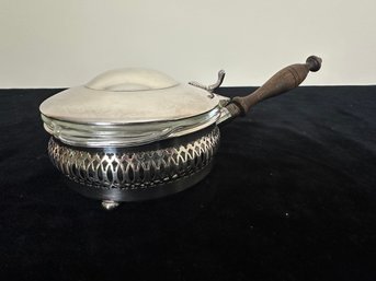 Silverplate Dish With Lid And Wooden Handle