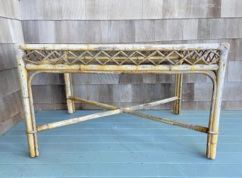 Mid Century Glass Topped Rattan Cocktail Table Rattan Accents