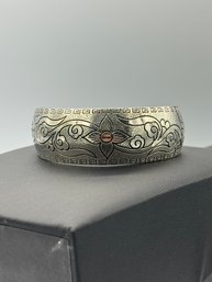 Beautiful Floral Design Sterling Silver Cuff Bracelet