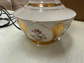 Beautiful Gold And Floral Porcelain Lamp